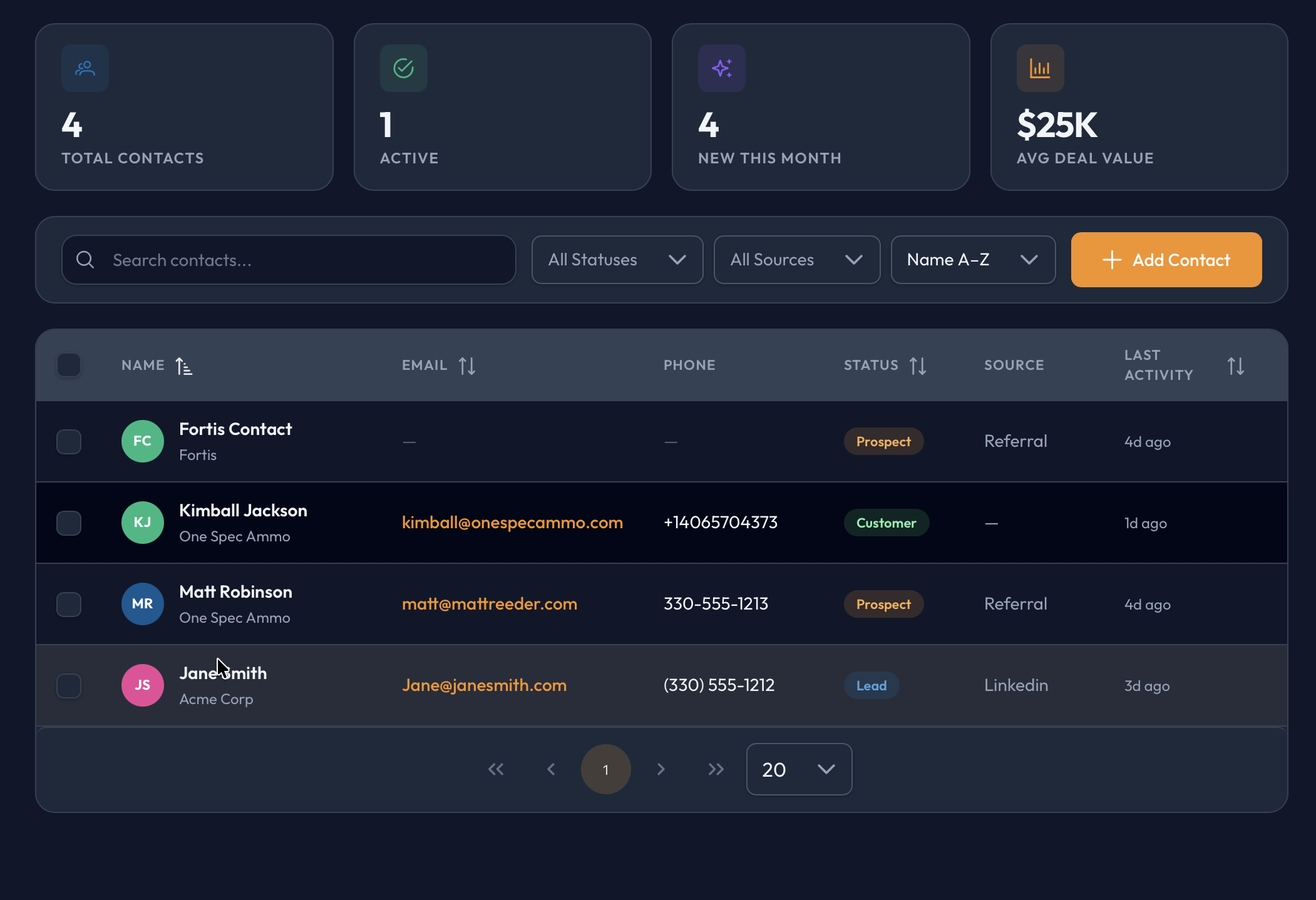 Cadre CRM showing kanban pipeline with deals and Marcus follow-up activity